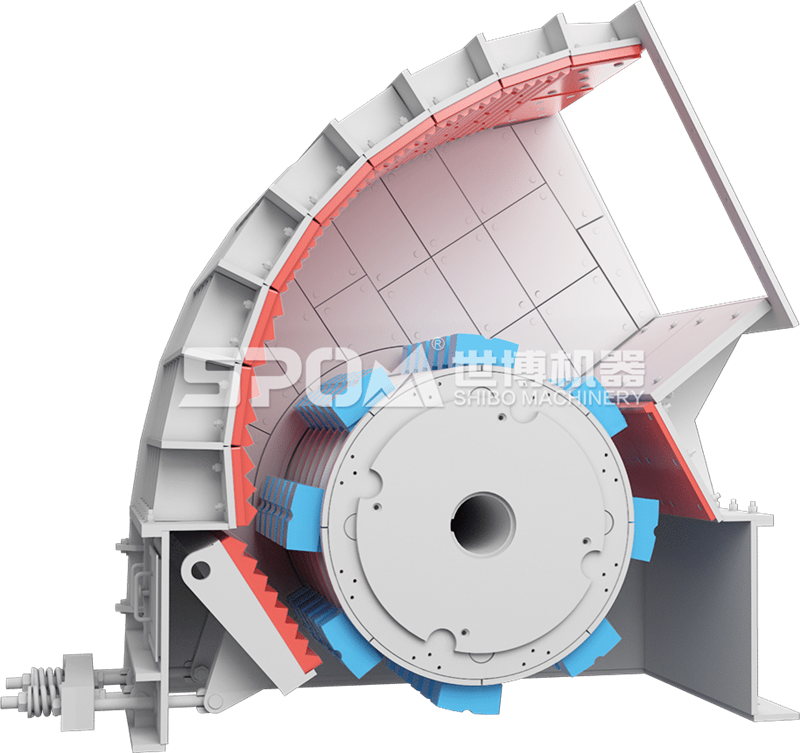 重錘破碎機(jī)結(jié)構(gòu)圖，錘頭破碎