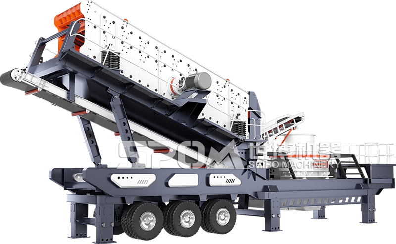 細(xì)碎整形篩分移動站，配置制砂機和振動篩